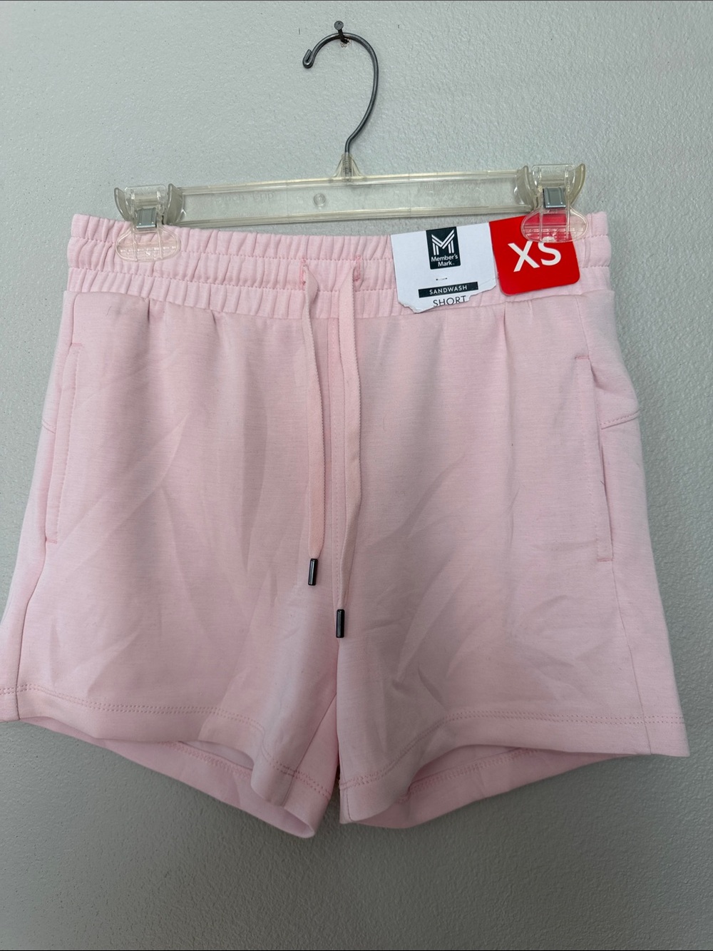 Members Mark Sandwash Light Pink‎ Drawstring Athletic Shorts XS Yoga Lounge Gym